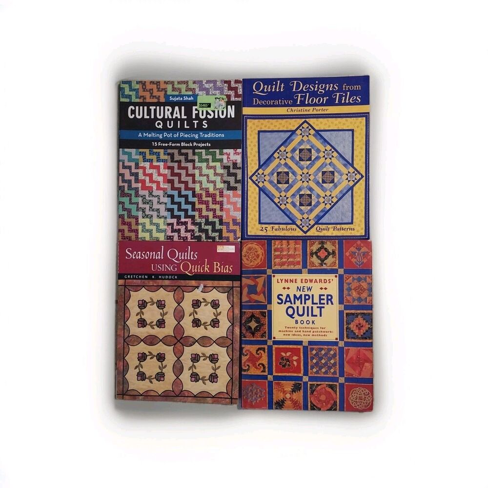 Lot Of 4 Quilting Books - Seasonal - Sampler - Cultural Fusion - Floor Tiles